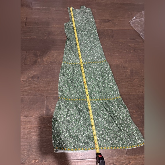 J. Jill Green ditzy Floral drop waist tiered Midi Dress medium - Picture 7 of 10